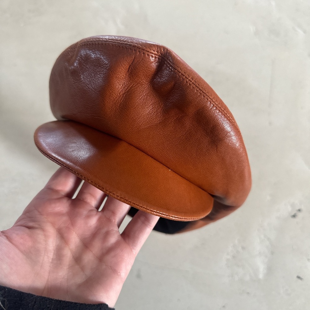 Celine Brown Leather Beret